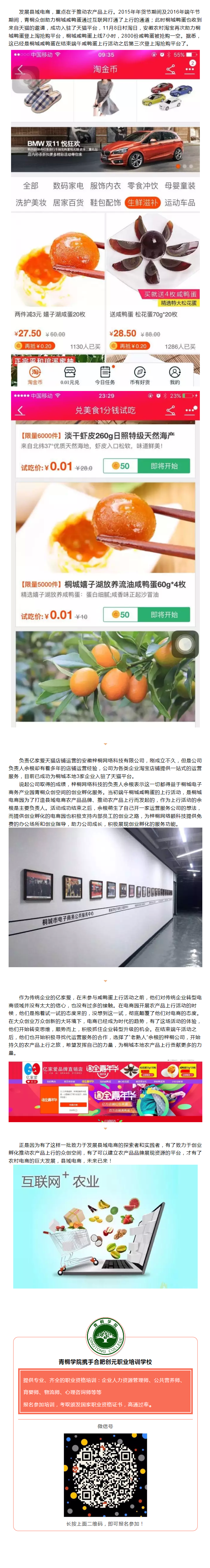 青桐眾創(chuàng)助力孵化，桐城咸鴨蛋引領(lǐng)農(nóng)產(chǎn)品上行